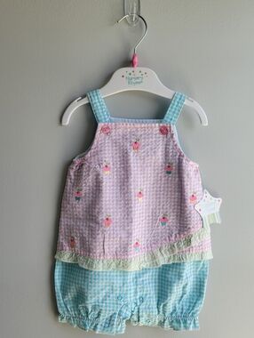 NWT Nursery Rhyme Baby Girls 3/6 Months Romper Pink Cupcakes